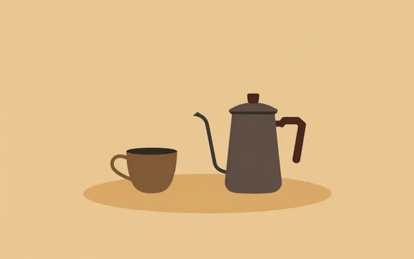 Flat illustration: with percolator coffee while camping
