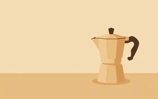 Flat illustration: a spitting, hissing moka pot safety valve