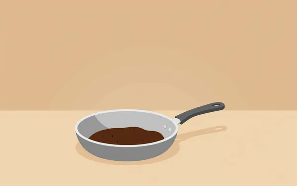 Flat illustration: with burnt-on grease on a stainless pan