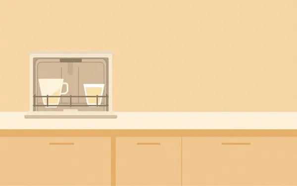 Flat illustration: with cloudy film on dishwasher glasses