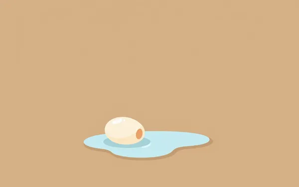 Flat illustration: a rotten-egg dishwasher with pooled water