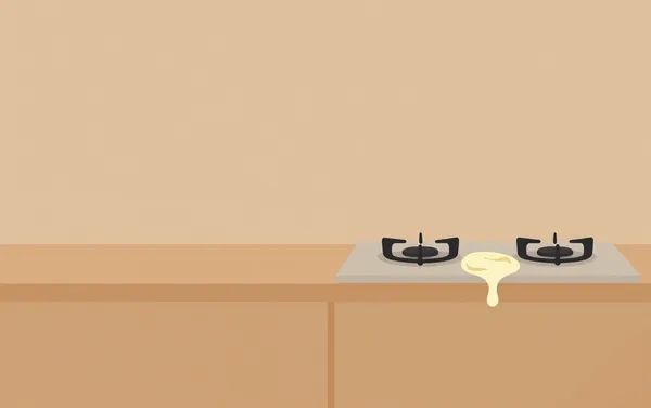 Flat illustration: cabinet grease over the stove that smears