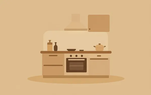 Flat illustration: a small kitchen stay tidy
