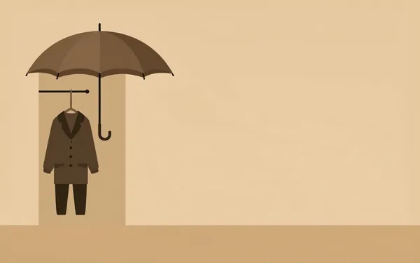 Flat illustration: umbrellas and rain gear in a narrow entry