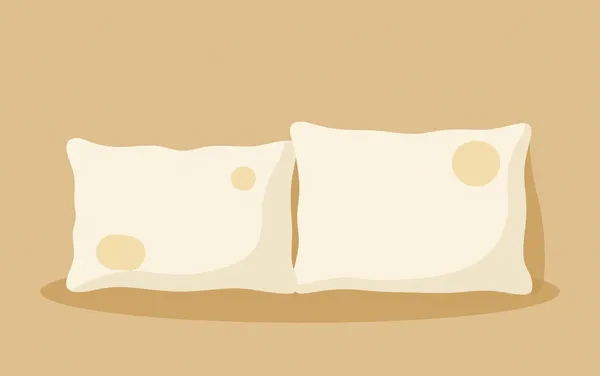 Flat illustration: set-in yellow sweat stains on pillows