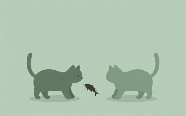 Flat illustration: when your cat brings in dead prey