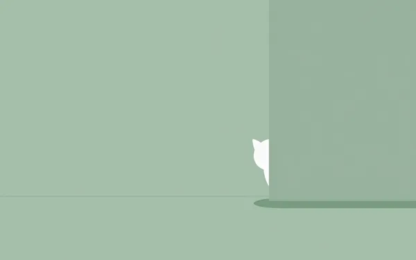 Flat illustration: a cat hiding from visitors