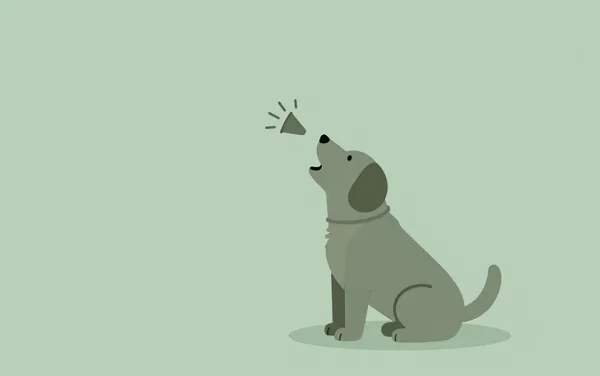 Flat illustration: a dog that howls when sirens go off