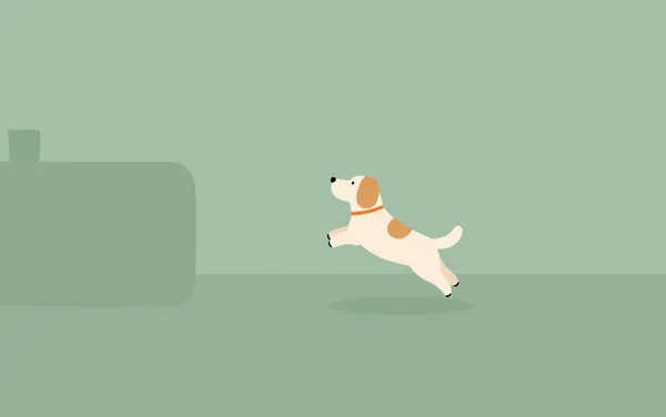 Flat illustration: a dog that jumps up on guests