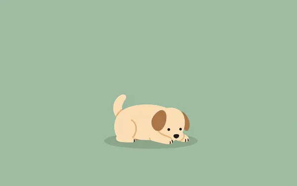 Flat illustration: a dog that shakes and hides at the vet
