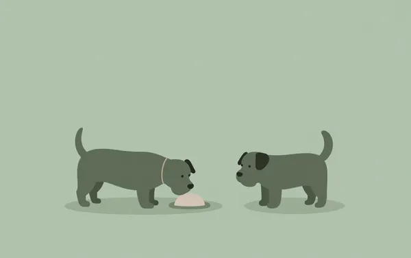 Flat illustration: a fussy dog that won't eat its food