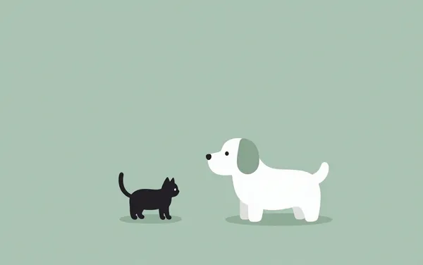 Flat illustration: you introduce a kitten to a resident dog
