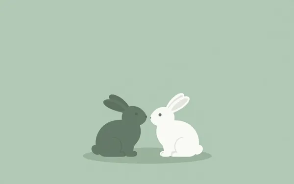 Flat illustration: two rabbits bond without fighting