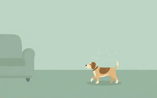 Flat illustration: keep a dog busy on a rainy day indoors