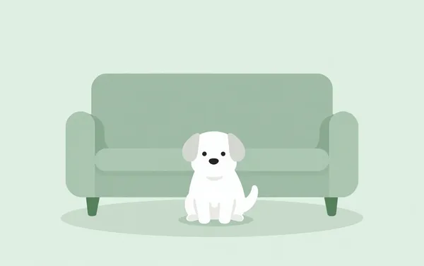 Flat illustration: a nervous dog feel calmer at home