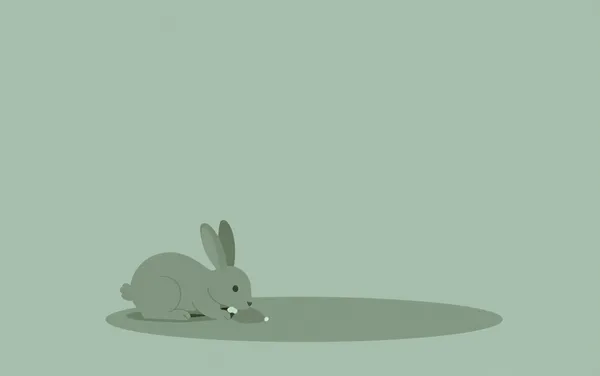 Flat illustration: a rabbit chewing carpet and skirting