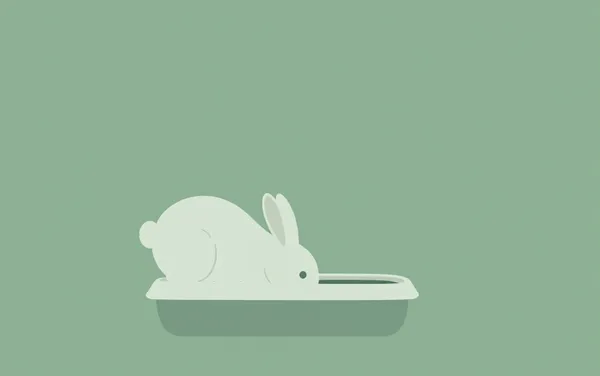 Flat illustration: a rabbit that won't use the litter tray