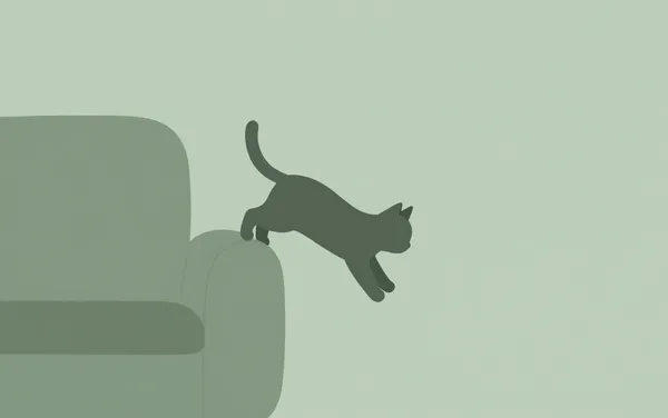 Flat illustration: a senior cat that's struggling to jump up