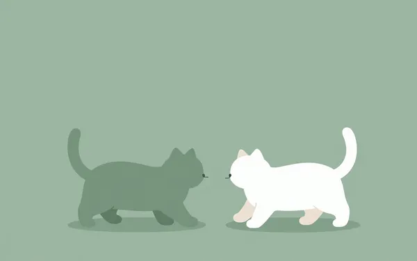 Flat illustration: two cats that fight