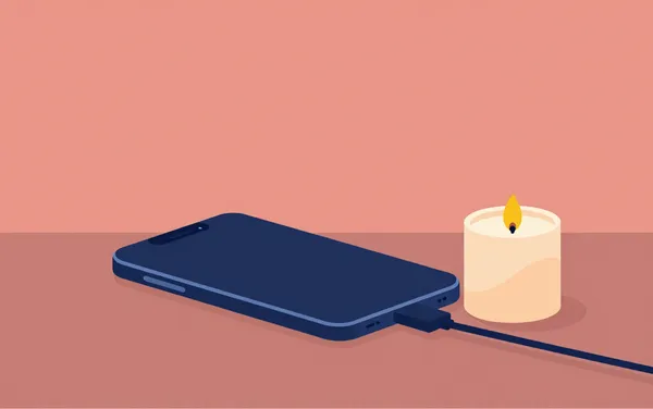 Flat illustration: you keep your phone charged in a blackout